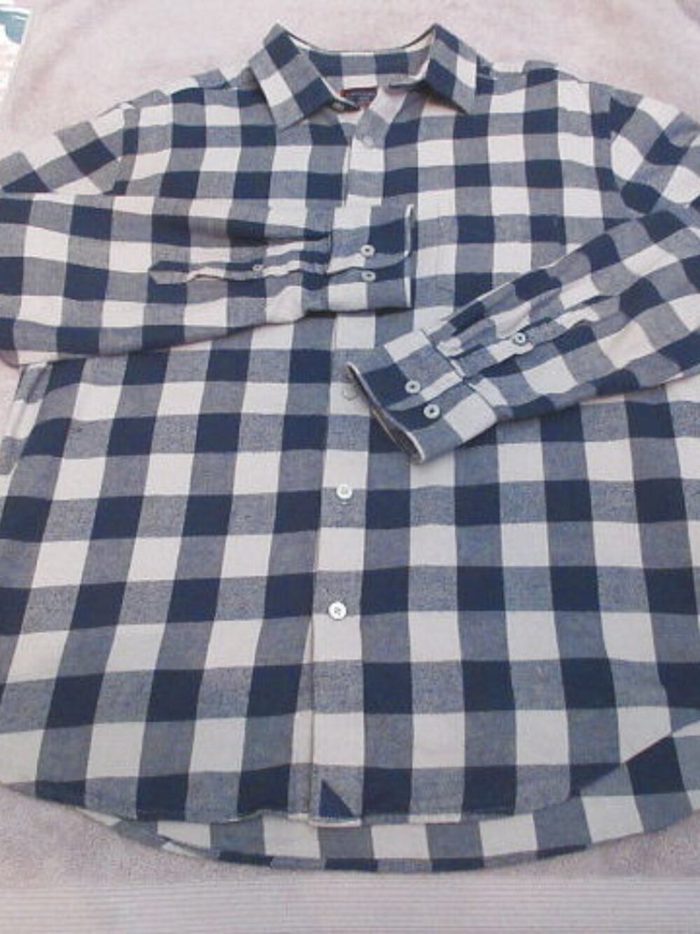 UNTUCKit Flannel Shirt Mens L Button Up Slim Fit Checkered Barrelstone Navy WF